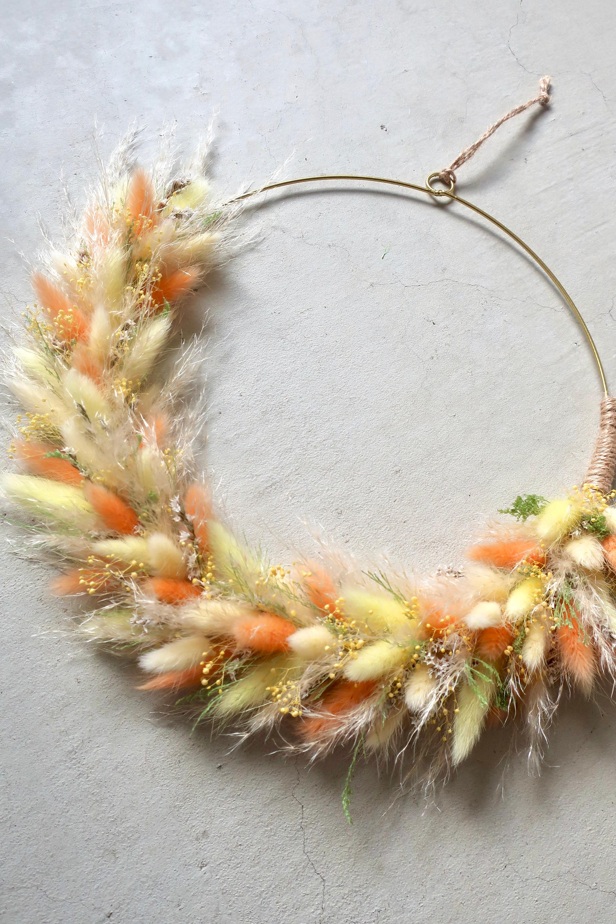 ふんわりラグラスのナチュラルリース(イエロー)