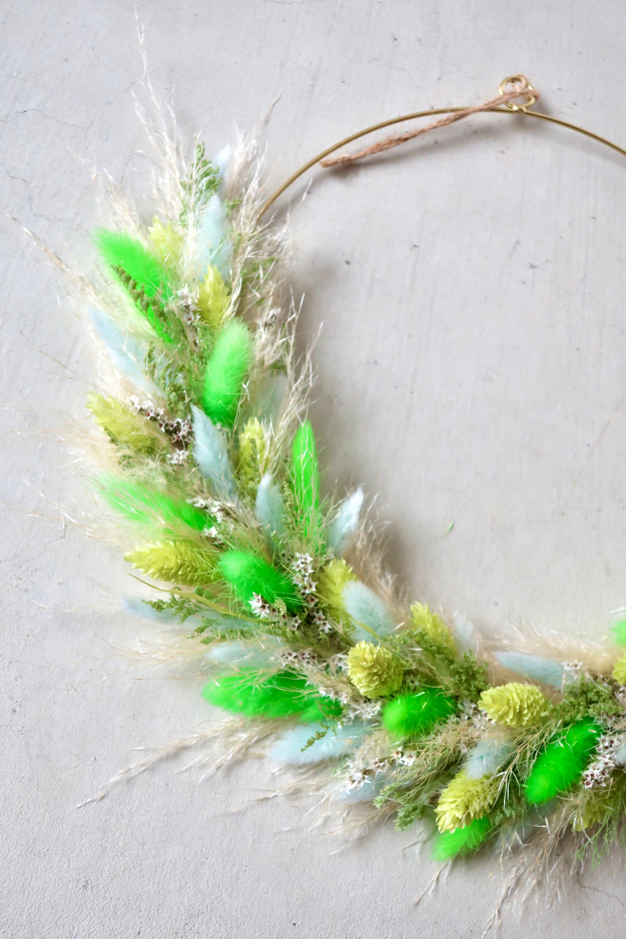 ふんわりラグラスのナチュラルリース(グリーン) | 2枚目