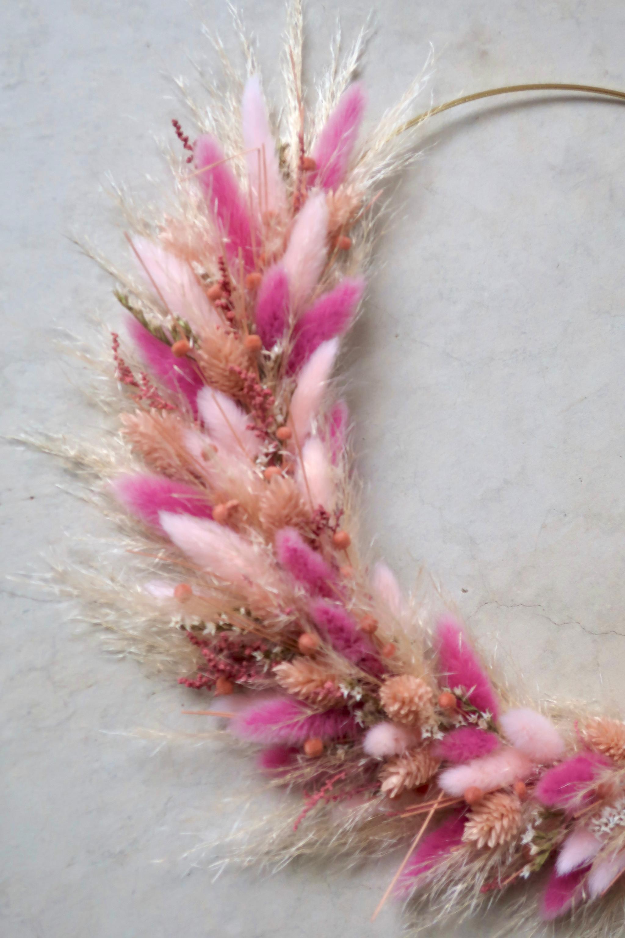 ふんわりラグラスのナチュラルリース(ピンク) | 2枚目